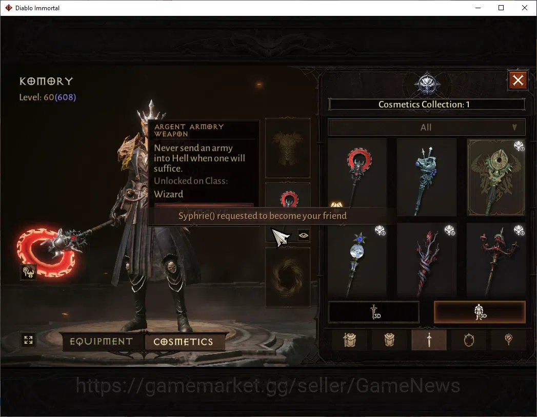 Diablo Immortal Accounts SEA-Izual|Change Server ON|Lv60(608)|Wizard|CR 34k image 14