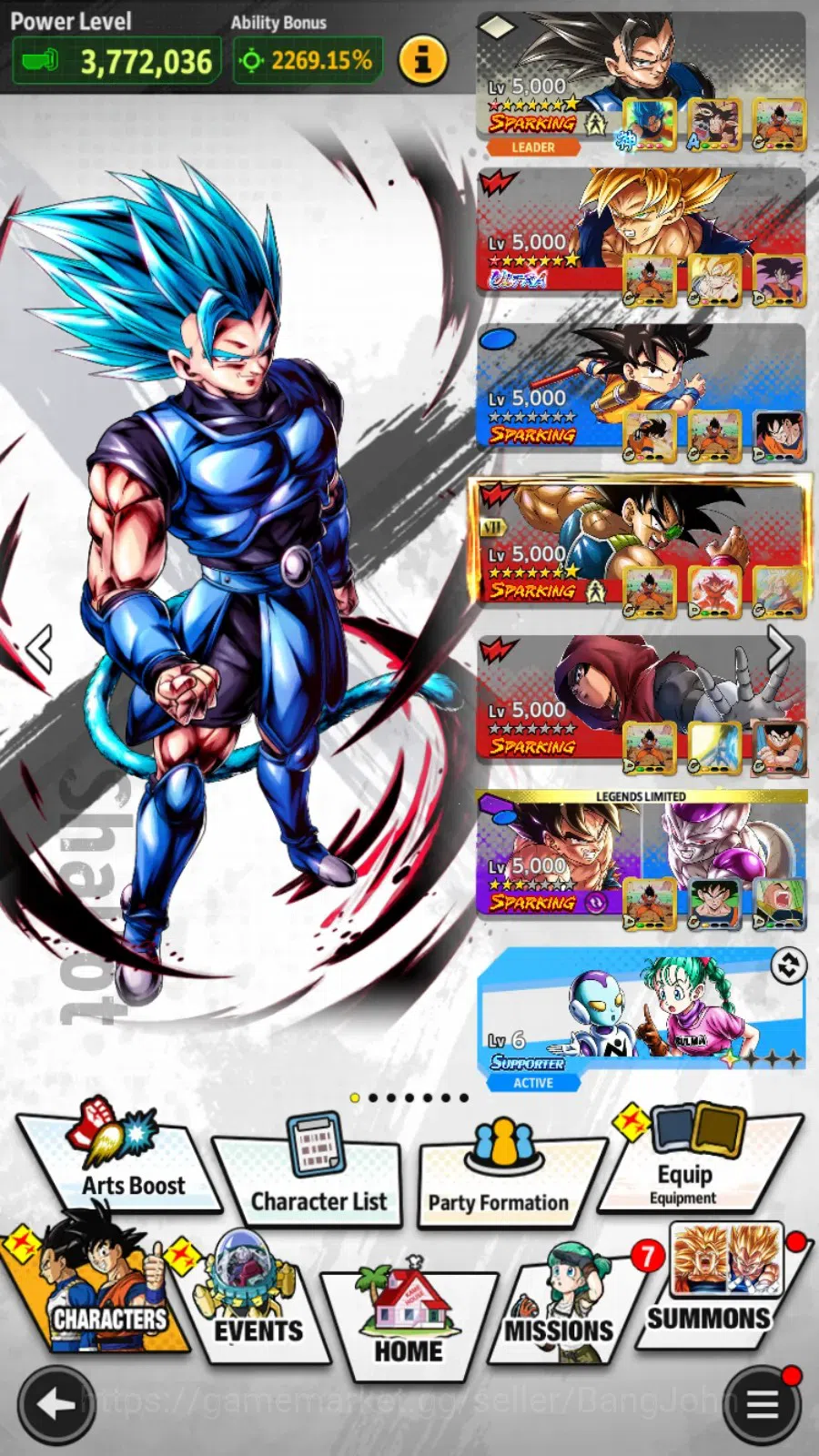Dragon Ball Legends Accounts High-End Global | Lvl 159|335M Total Power|655 CC|2 LR|3 UL|LR Trunks&Gohan,Broly Fury|UL Omega 15