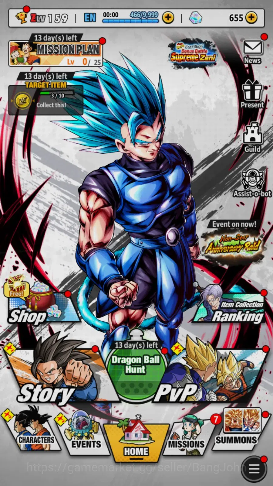 Dragon Ball Legends Accounts High-End Global | Lvl 159|335M Total Power|655 CC|2 LR|3 UL|LR Trunks&Gohan,Broly Fury|UL Omega 16