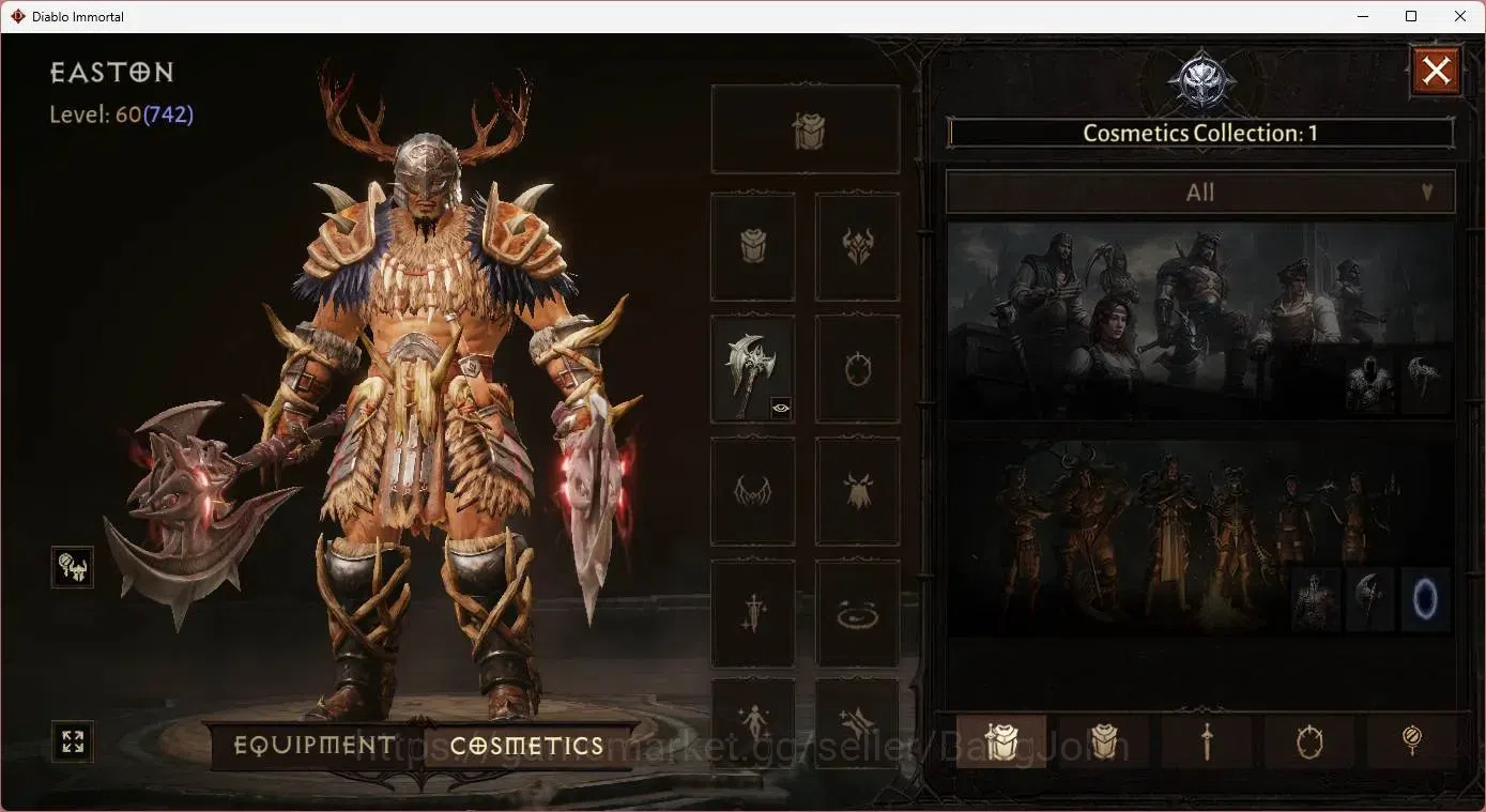 Diablo Immortal Accounts Mid-Tier SA - Oza | 60 (742) Barbarian | CR 42K | Reso 540 | Inferno 4 | 1 Cosmetics |MYRRJEN Lv 30 9