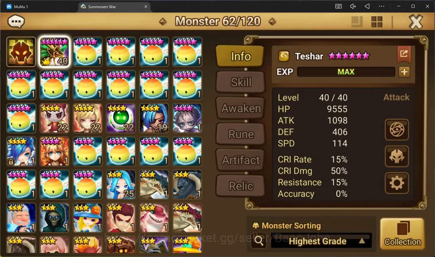 Summoners War: Sky Arena Accounts GLOBAL | NB 5 TESHAR,Starter Gacha 115 12Y+160 11Y image 2