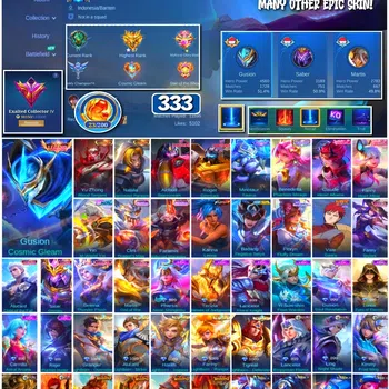 Mobile Legends: Bang Bang Collector #3485 333 Skins | Legend Gusion | Collector Yu Zho image 1