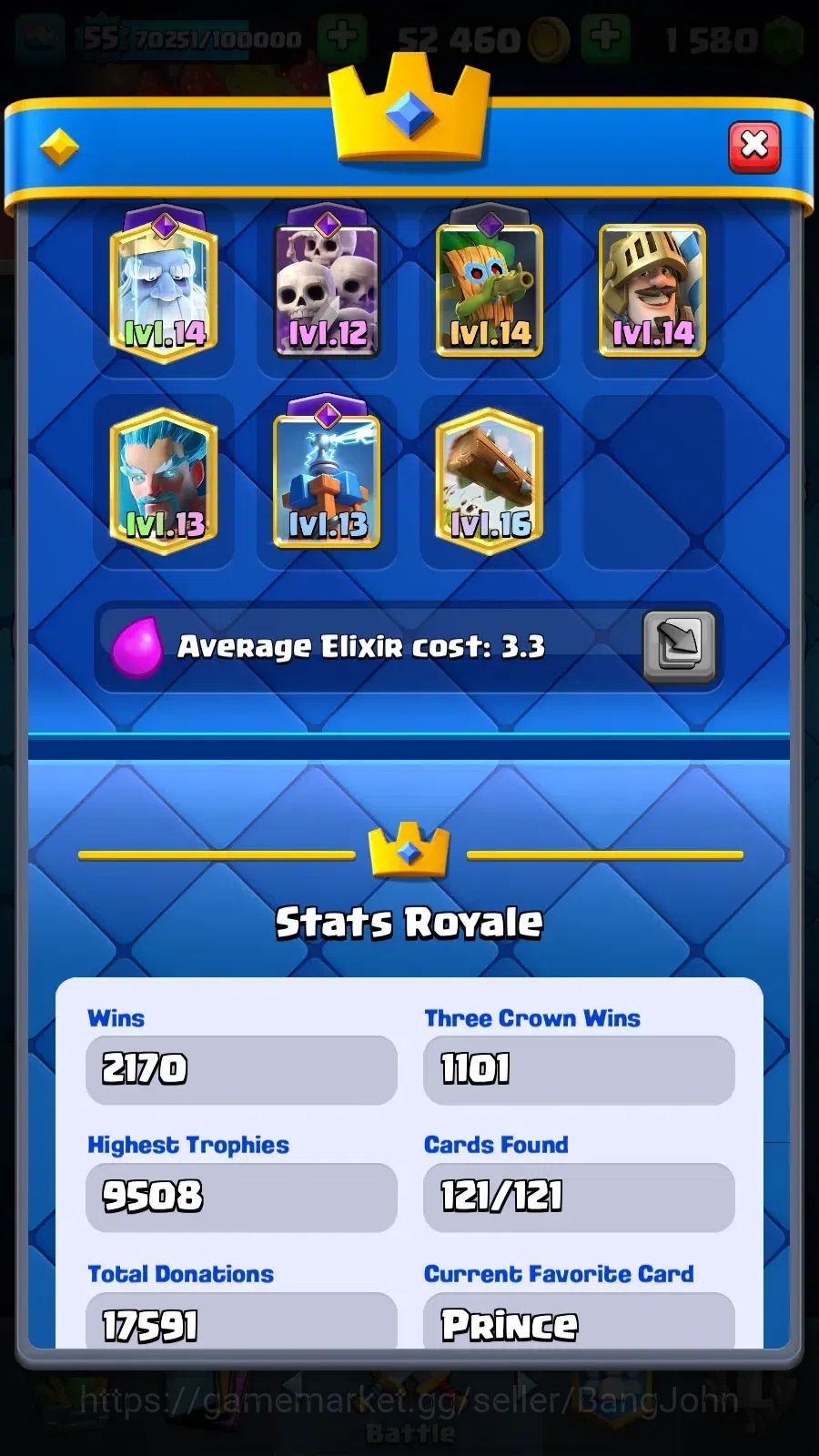 Clash Royale Accounts Lv 55|Trophy 9500|KTL 15|Limited Skin|Max 1-Card 1 image 6