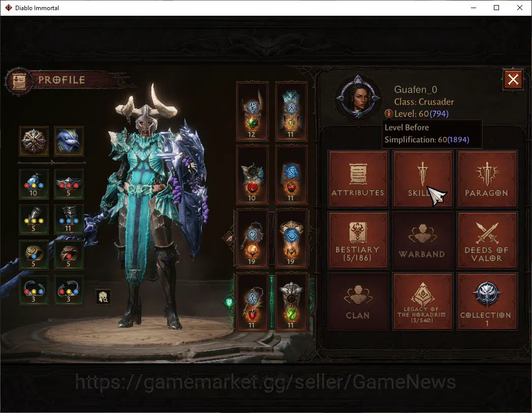 Diablo Immortal Accounts SEA - izual|Lv60(794)|Crusader|CR 36k|Reso 615|Par image 3