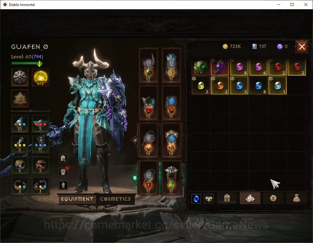Diablo Immortal Accounts SEA - izual|Lv60(794)|Crusader|CR 36k|Reso 615|Par image 7