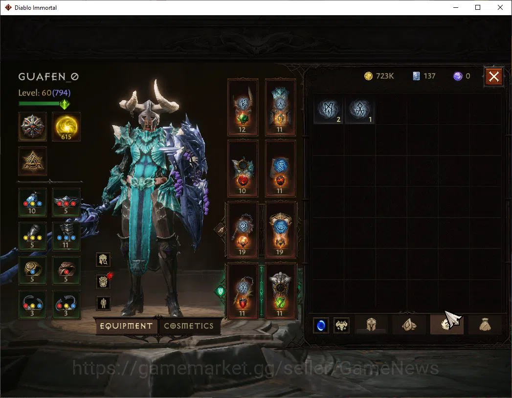 Diablo Immortal Accounts SEA - izual|Lv60(794)|Crusader|CR 36k|Reso 615|Par image 8