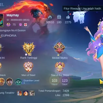 Mobile Legends: Bang Bang Accounts Collector Hero 103|Skin 123|EX Glory 82|Max Emblem|KOF Karina, SABER Saber,Mythic
