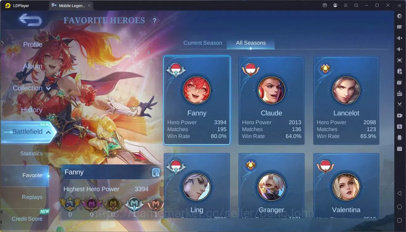 Mobile Legends: Bang Bang Accounts Collector Global |Hero 87|Skin 195|Renowned|CC Natalia,Valir|Luckybox 4