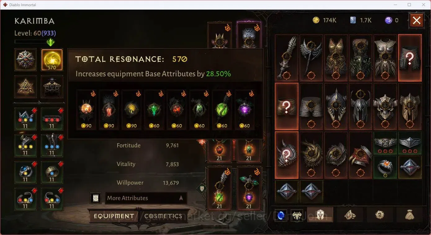 Diablo Immortal Accounts SEA - Vasily | 60 (933) Barbarian-Vanquisher | CR image 7