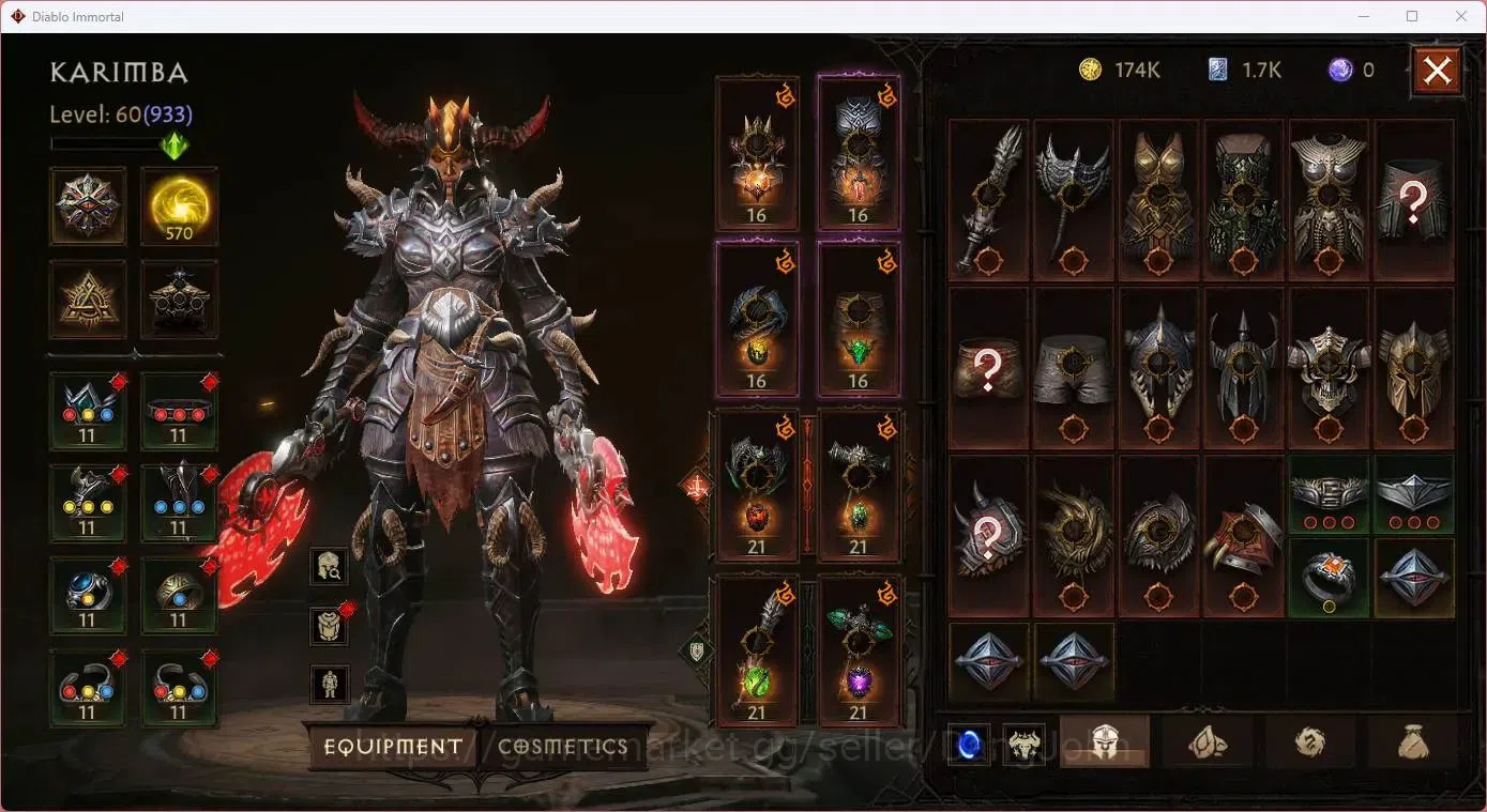 Diablo Immortal Accounts SEA - Vasily | 60 (933) Barbarian-Vanquisher | CR image 9