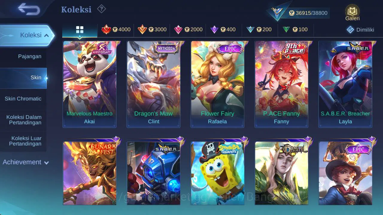 Mobile Legends: Bang Bang Accounts skin 179, Hero 109, Lunar sun, Dtamer ling, venom( image 4