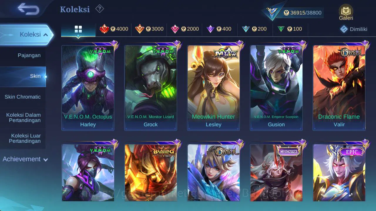 Mobile Legends: Bang Bang Accounts skin 179, Hero 109, Lunar sun, Dtamer ling, venom( image 5