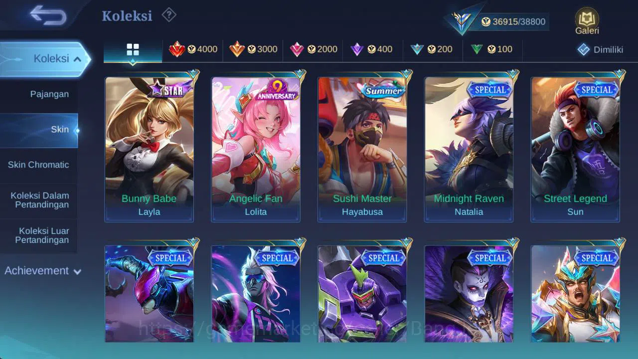 Mobile Legends: Bang Bang Accounts skin 179, Hero 109, Lunar sun, Dtamer ling, venom( image 8