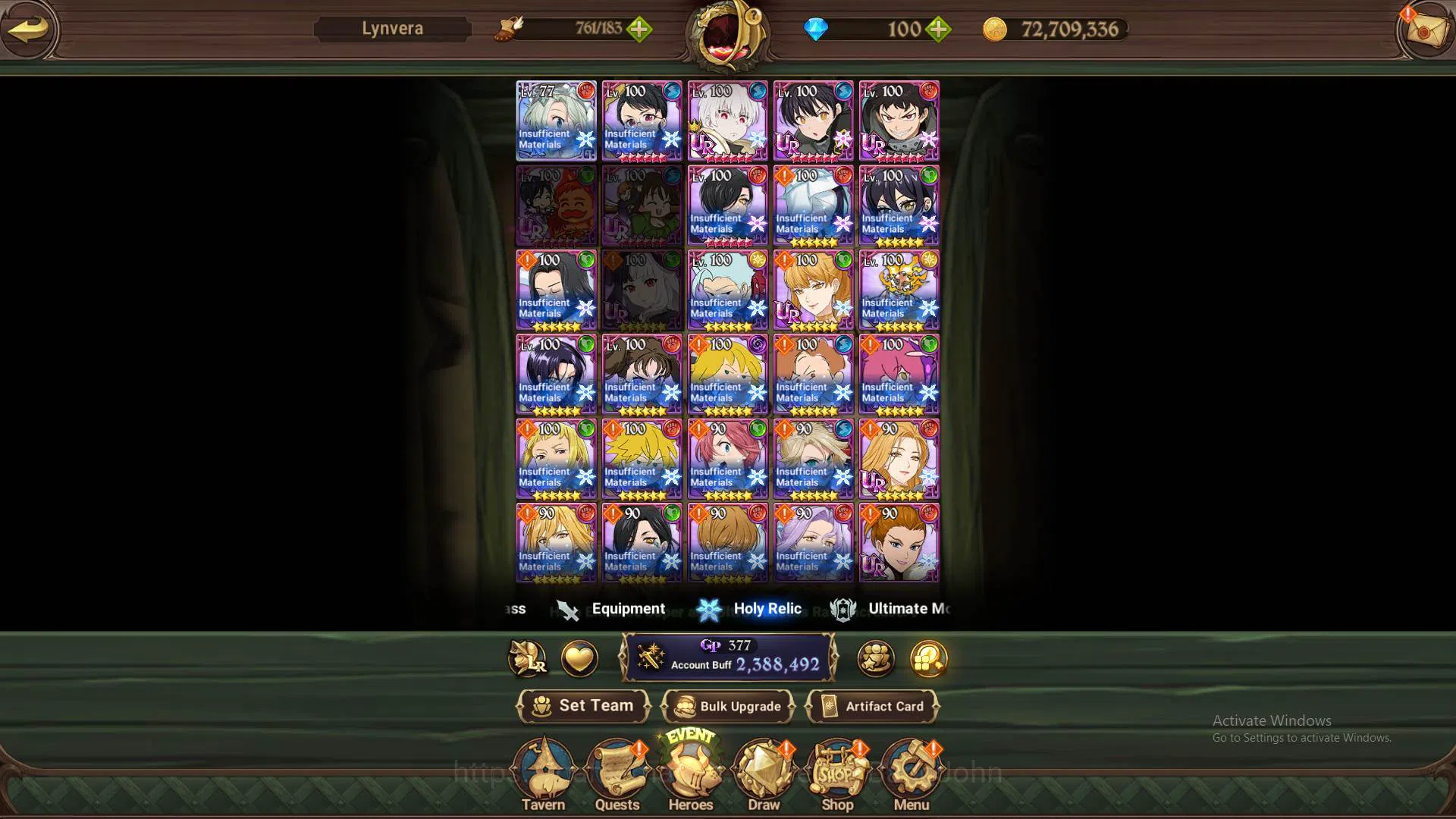 The Seven Deadly Sins: Grand Cross Accounts Others ASIA|2.3m CC|LS 75|1LR Elizabeth|Full Collab FF|UR 11