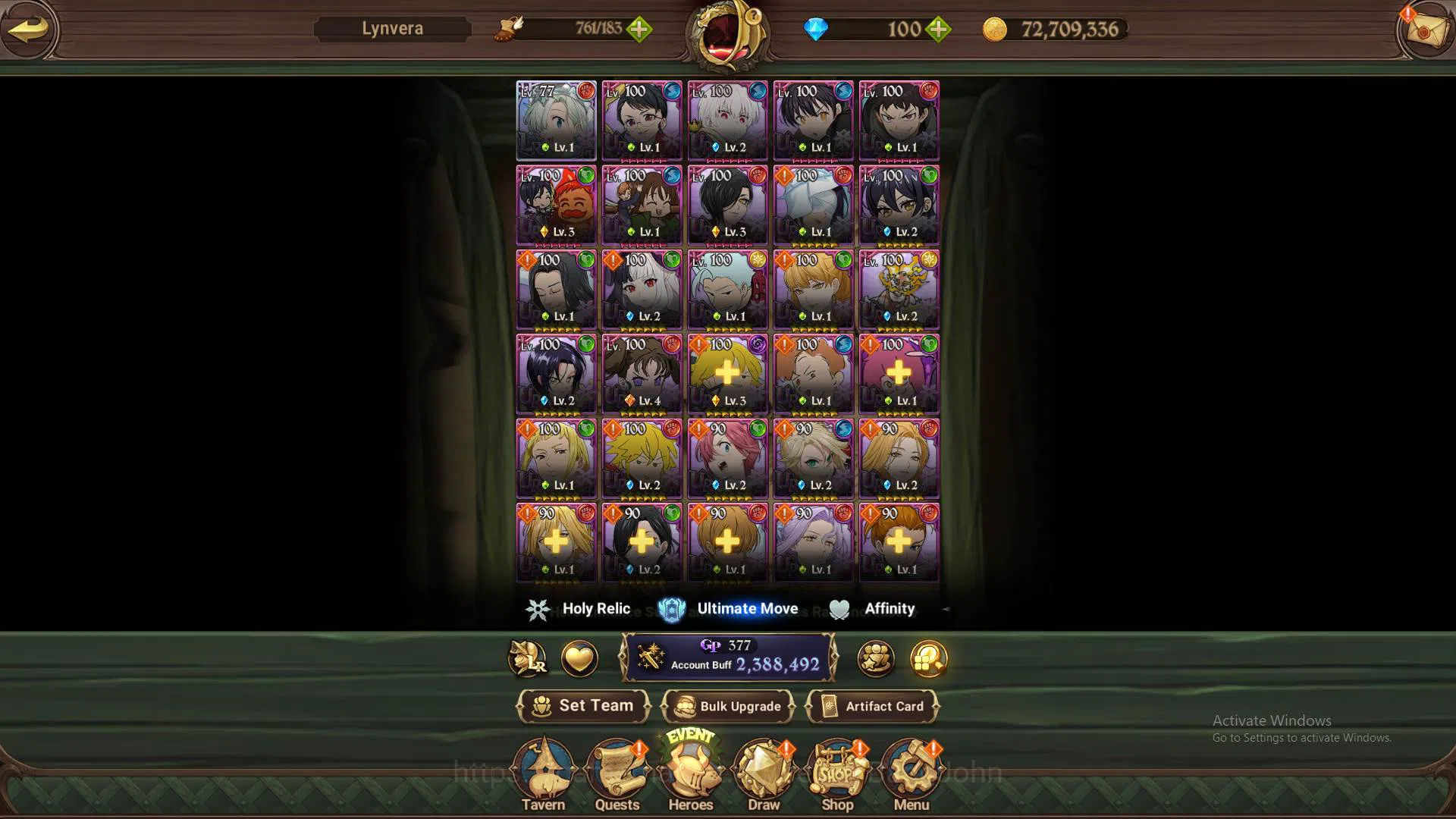 The Seven Deadly Sins: Grand Cross Accounts Others ASIA|2.3m CC|LS 75|1LR Elizabeth|Full Collab FF|UR 12