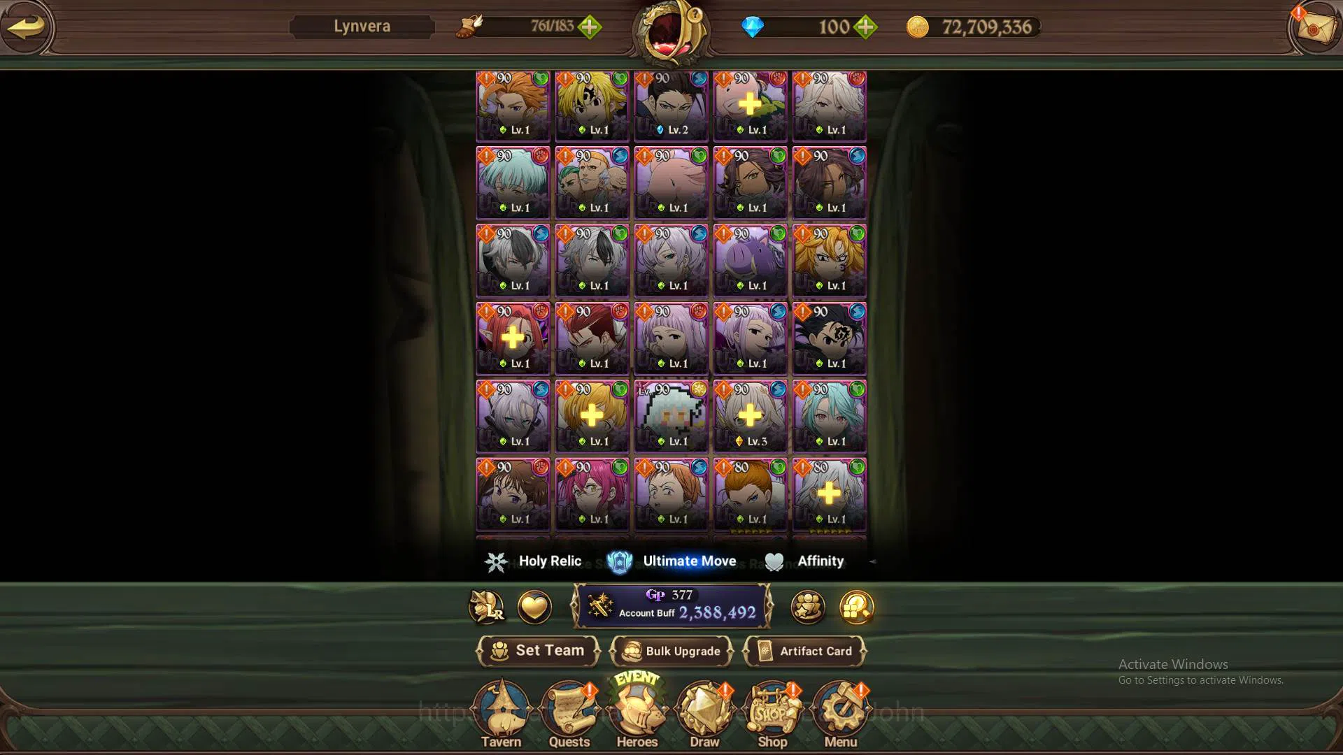 The Seven Deadly Sins: Grand Cross Accounts Others ASIA|2.3m CC|LS 75|1LR Elizabeth|Full Collab FF|UR 13