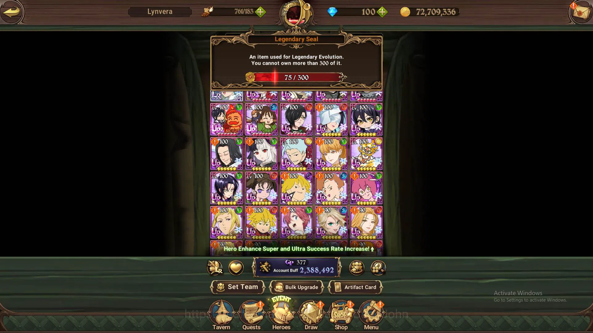 The Seven Deadly Sins: Grand Cross Accounts Others ASIA|2.3m CC|LS 75|1LR Elizabeth|Full Collab FF|UR 9