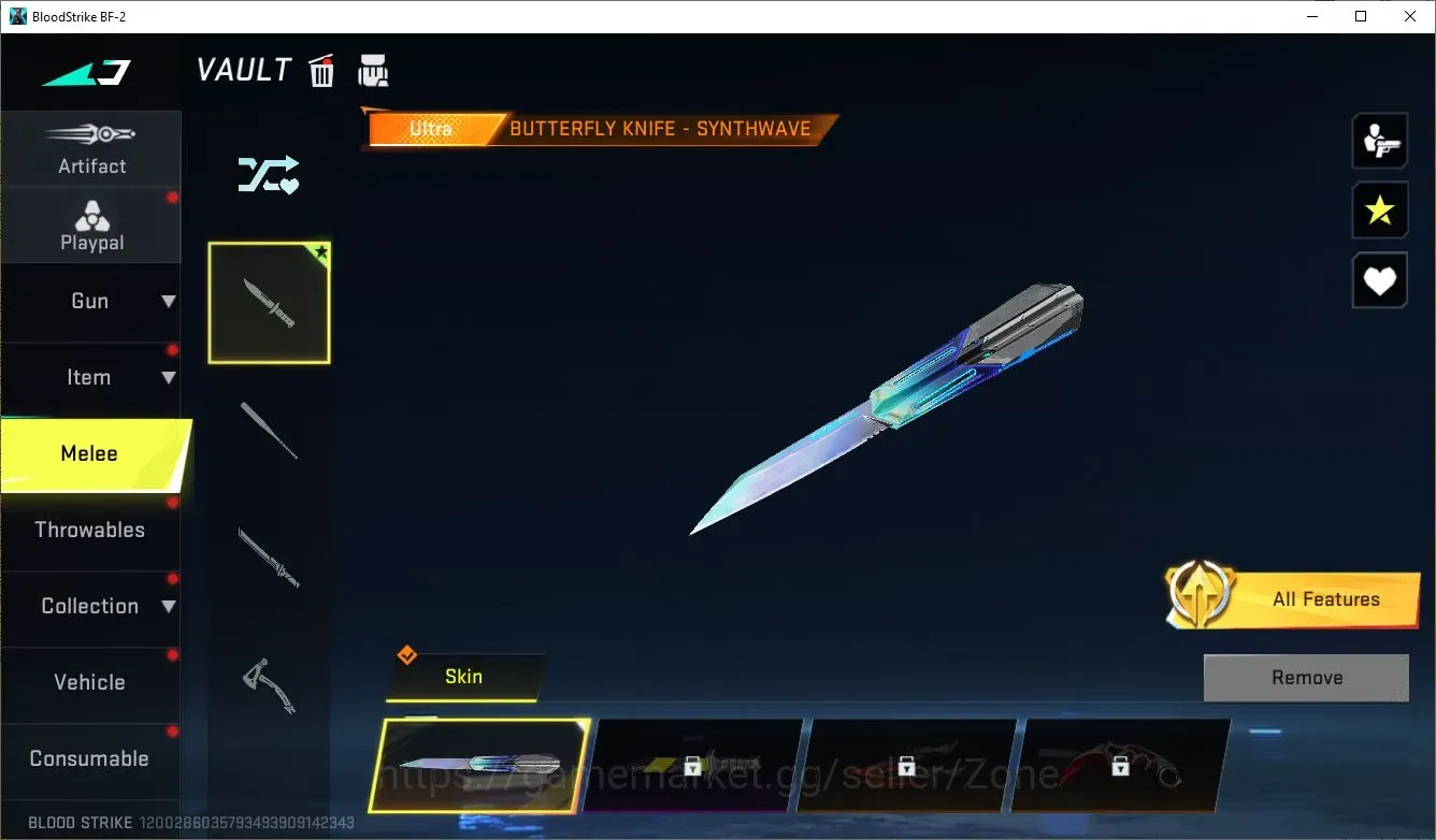 Blood Strike Accounts Starter ASIA|STARTER|1 ULTRA MELEE: Butterfly Knife-Synthwave|ULTRA Galil-Knight|4 LEGENDARY 1