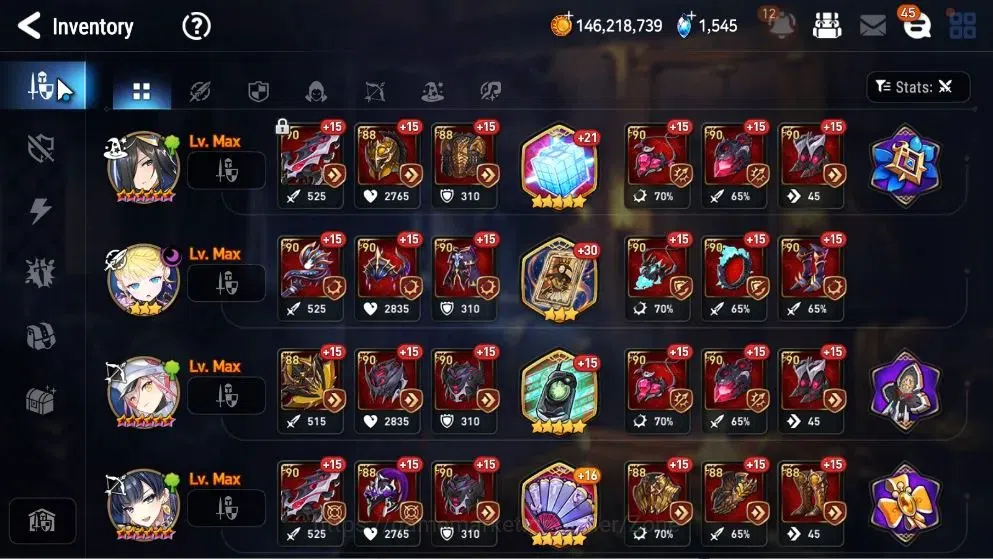 Epic Seven Accounts High-End GLOBAL Unverif|21 ML(SN Yulha,Salome,LOTScales,Har setti,NM Luna)+P Byblis,Rinak|PoH+Bles 18