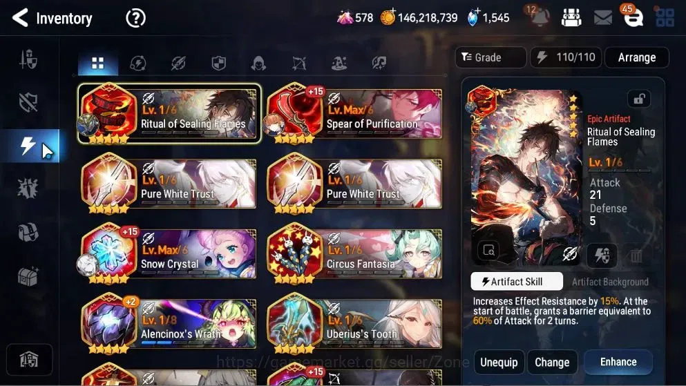 Epic Seven Accounts High-End GLOBAL Unverif|21 ML(SN Yulha,Salome,LOTScales,Har setti,NM Luna)+P Byblis,Rinak|PoH+Bles 20