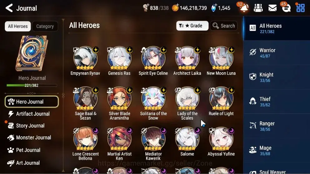 Epic Seven Accounts High-End GLOBAL Unverif|21 ML(SN Yulha,Salome,LOTScales,Har setti,NM Luna)+P Byblis,Rinak|PoH+Bles 7