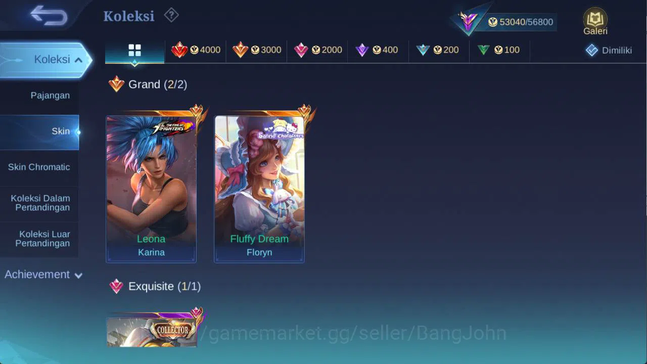 Mobile Legends: Bang Bang Accounts hero 110 skin 228 sanrio florin, KOF karina, risin image 3