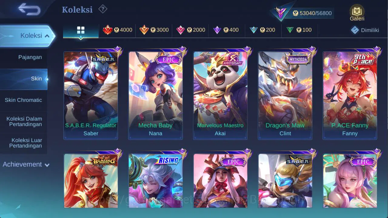 Mobile Legends: Bang Bang Accounts hero 110 skin 228 sanrio florin, KOF karina, risin image 4