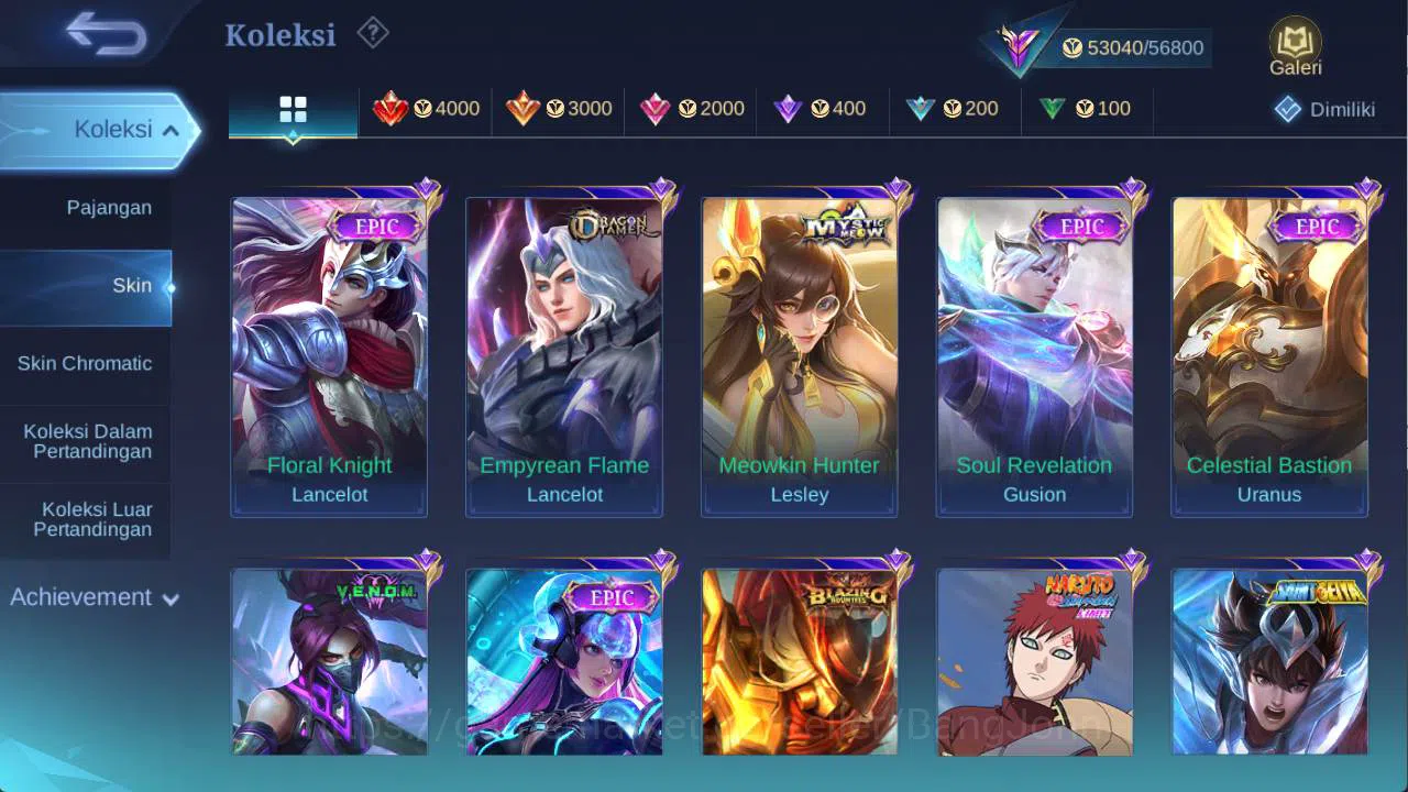 Mobile Legends: Bang Bang Accounts hero 110 skin 228 sanrio florin, KOF karina, risin image 6