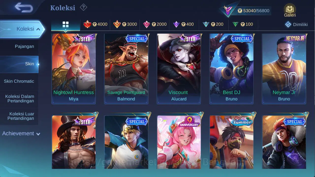 Mobile Legends: Bang Bang Accounts hero 110 skin 228 sanrio florin, KOF karina, risin image 8