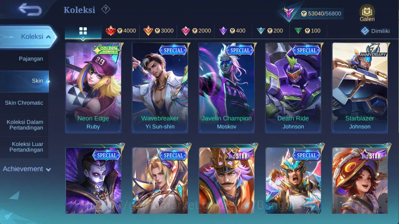 Mobile Legends: Bang Bang Accounts hero 110 skin 228 sanrio florin, KOF karina, risin image 9