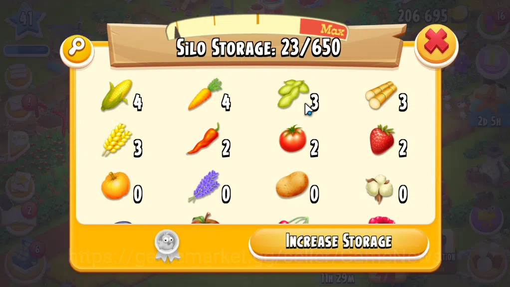 Hay Day Accounts Level 41| Barn Storage 1100 + Silo Storage 650 | 206k Coins,54 Dm |CN ON|Log Supercell ID|Take Email|Check 3