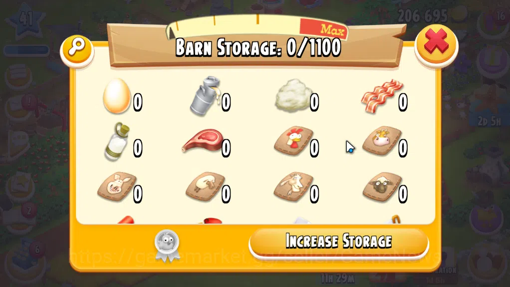 Hay Day Accounts Level 41| Barn Storage 1100 + Silo Storage 650 | 206k Coins,54 Dm |CN ON|Log Supercell ID|Take Email|Check 4