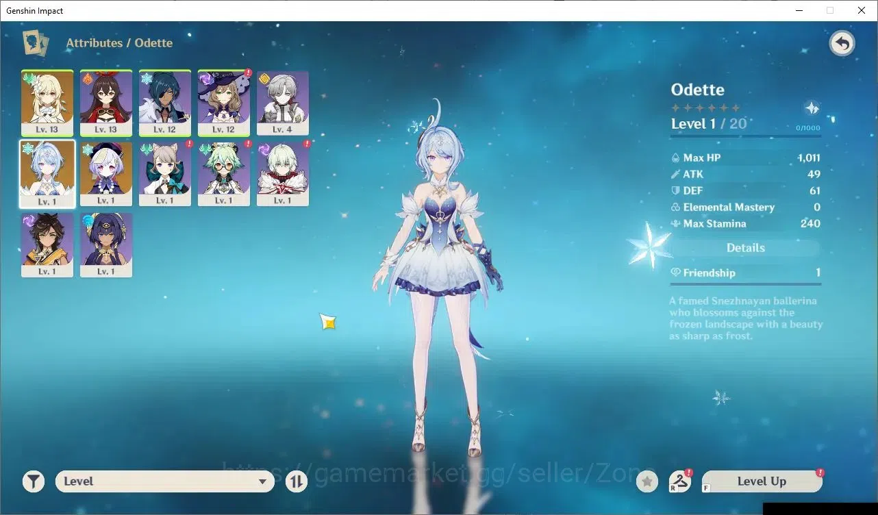 Genshin Impact Accounts Starter ASIA|AR 25|Starter 1 Limit(Odette) + Qiqi |MC Female|Shadow Over Mondstadt in 1