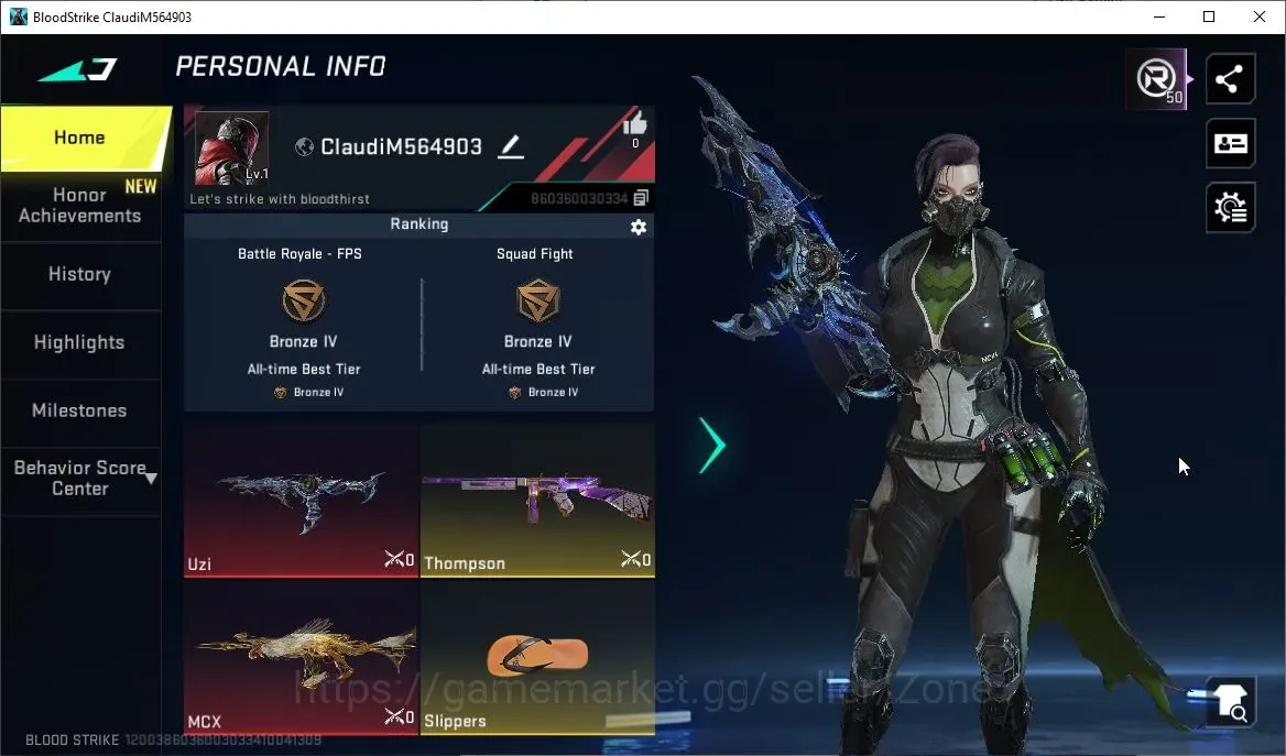 Blood Strike Accounts Others ASIA|ETERNAL1 :UZI || LIMITED :MCXascendant || MELE: SLIPPERS|| CHEK SS || BS1168Z 1