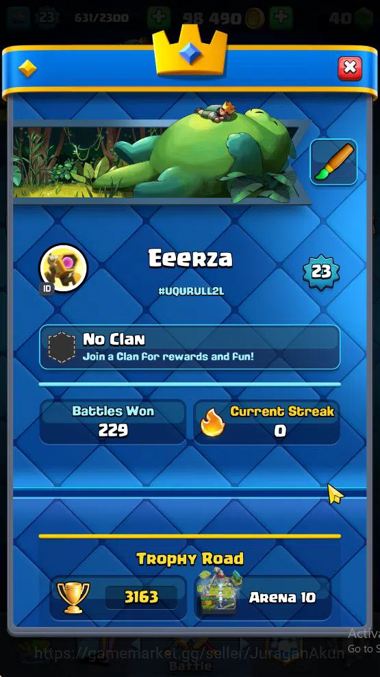 Clash Royale Accounts Starter Lvl 23|Trophy 3163|KTL 9|Limited Skin|Card 61| 3 EVO, 13 Epic, 24 Rare, 24 Common|Take 2