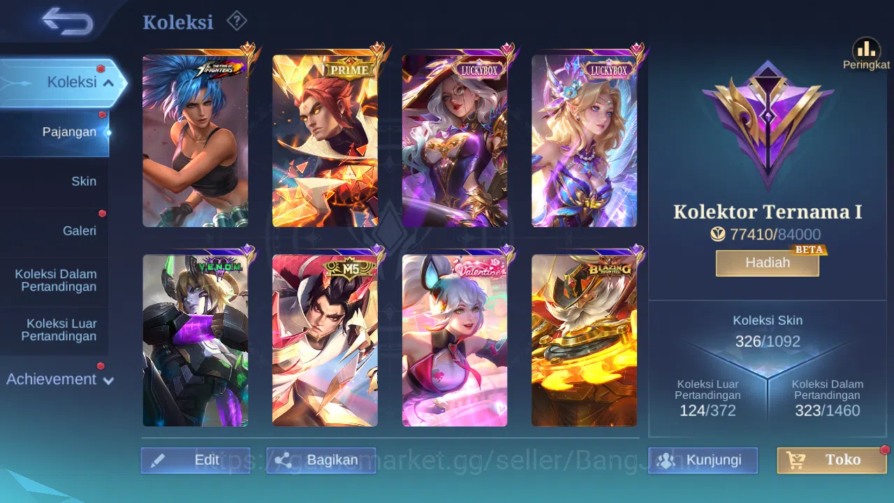 Mobile Legends: Bang Bang Accounts Others Hero 128 Skin 326 | Prime Yuzhong | Luckybox Alice, Lunox | CC Natalia | Epic 12