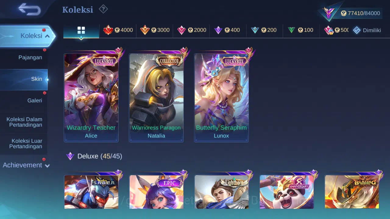 Mobile Legends: Bang Bang Accounts Others Hero 128 Skin 326 | Prime Yuzhong | Luckybox Alice, Lunox | CC Natalia | Epic 3