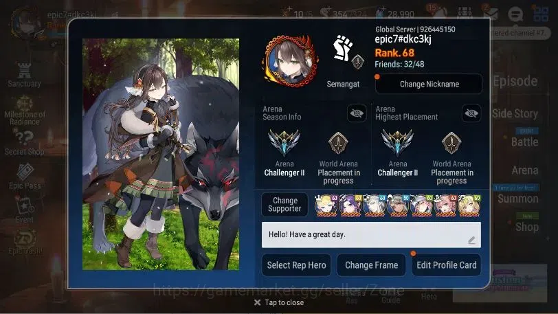 Epic Seven Accounts High-End Global Unverif|14ML (S Diene,Salome,NM Luna,Zio,LC Bellona Etc.)+Aube,Rinak,A Fumyr|PoH+Bless 1