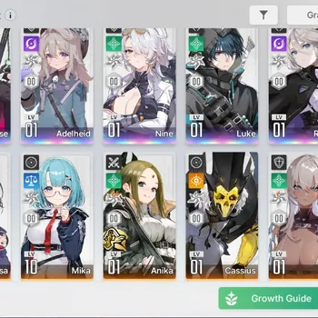 Chaos Zero Nightmare Accounts Global|Lv55| 5 SSR 1 Limited [RossweisseM2,Adelheid,Nine,Luke,Renoa]|12 SR
