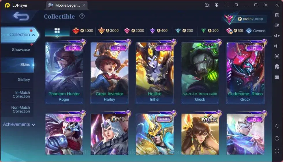 Mobile Legends: Bang Bang Accounts Global|Hero 132|Skin 372|Exalted|Legend Miya|Colle image 11