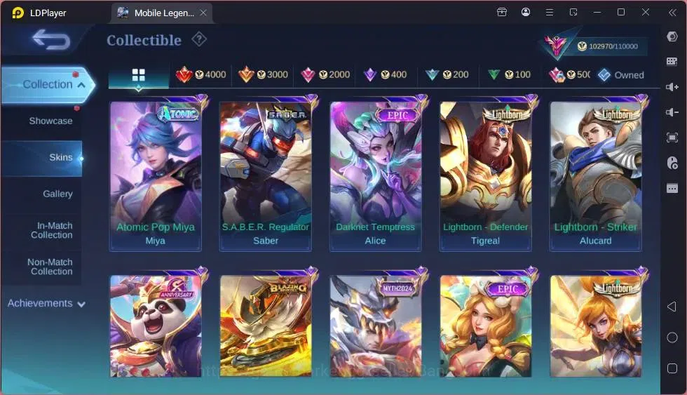 Mobile Legends: Bang Bang Accounts Global|Hero 132|Skin 372|Exalted|Legend Miya|Colle image 15