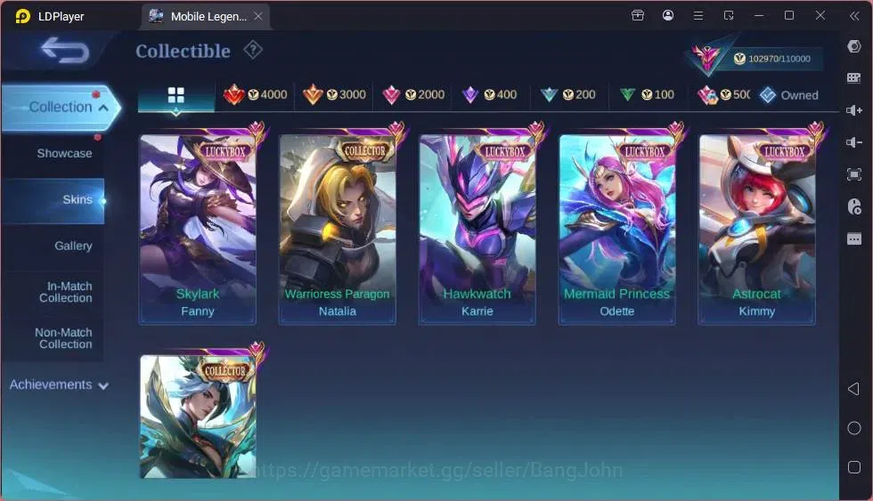 Mobile Legends: Bang Bang Accounts Global|Hero 132|Skin 372|Exalted|Legend Miya|Colle image 17