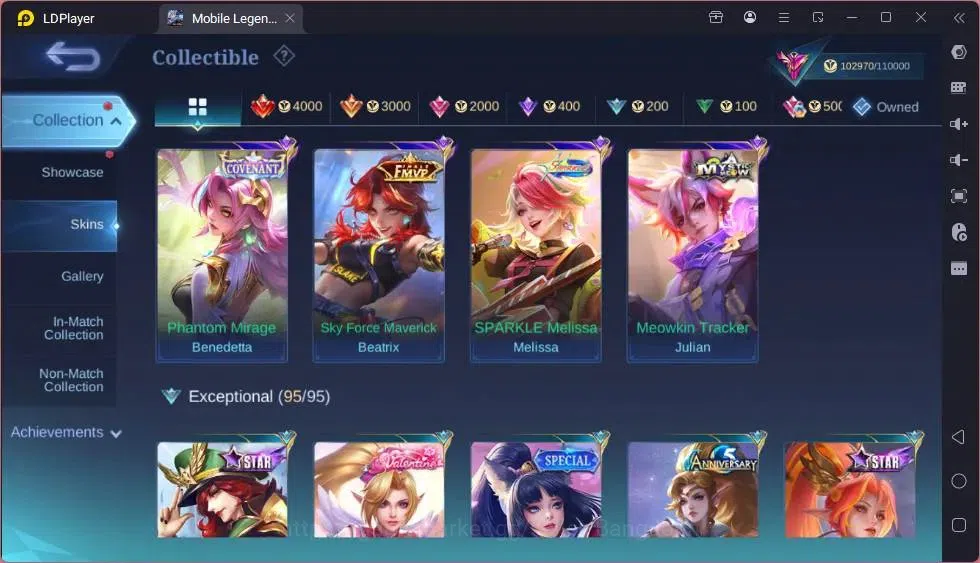 Mobile Legends: Bang Bang Accounts Global|Hero 132|Skin 372|Exalted|Legend Miya|Colle image 5