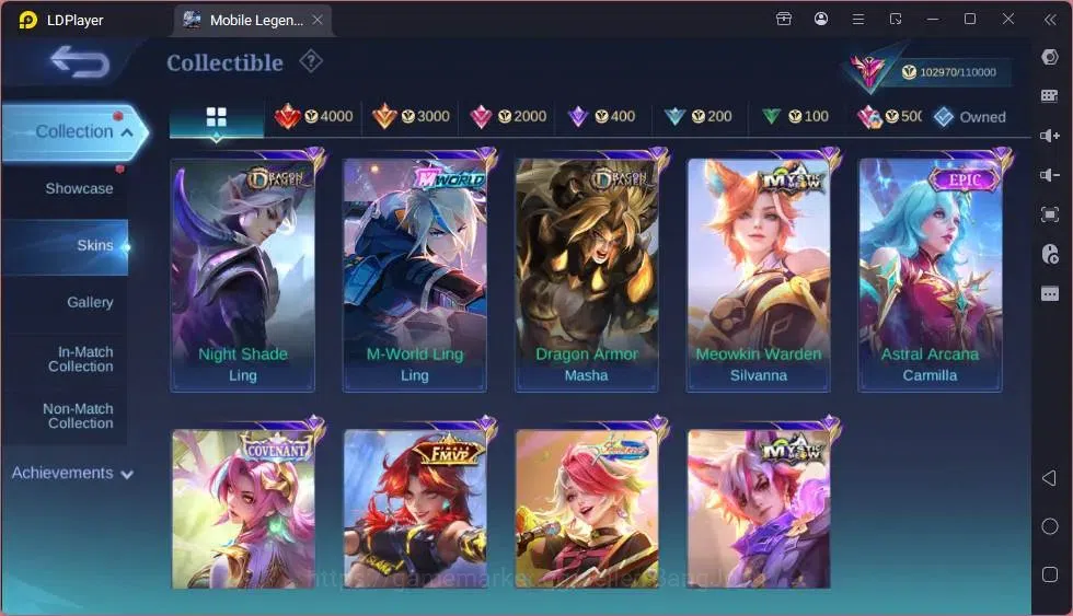 Mobile Legends: Bang Bang Accounts Global|Hero 132|Skin 372|Exalted|Legend Miya|Colle image 6