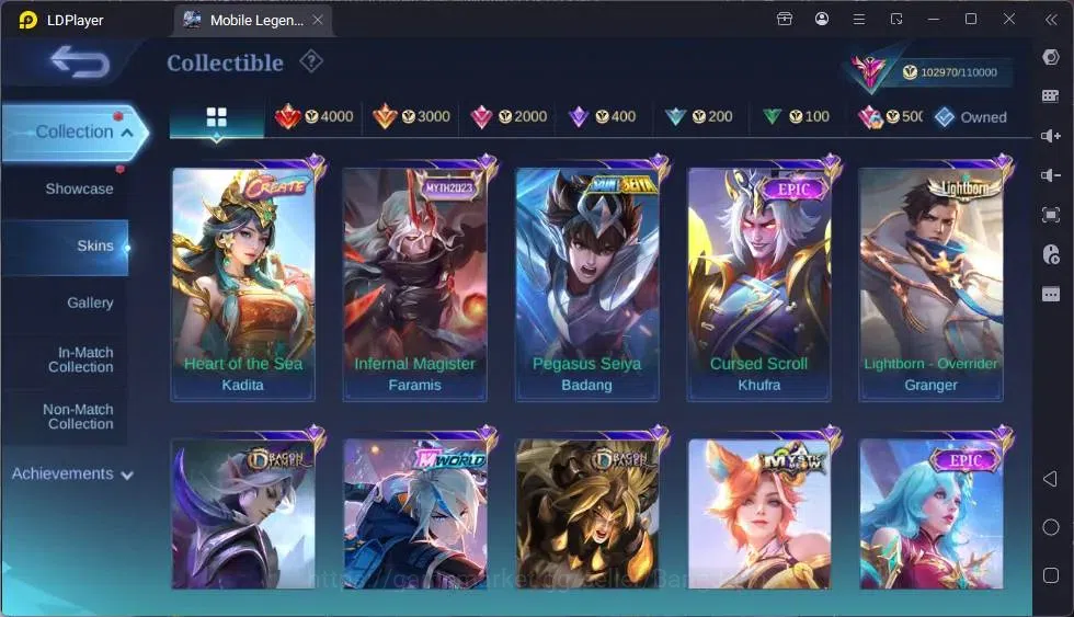 Mobile Legends: Bang Bang Accounts Global|Hero 132|Skin 372|Exalted|Legend Miya|Colle image 7
