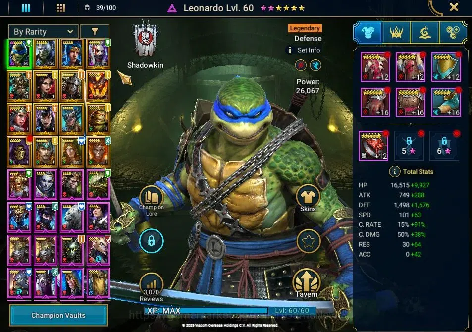 Raid: Shadow Legends Accounts Lv21|610K Pwr|16 Legend(Leonardo,Artak,Ninja,Wukon image 3