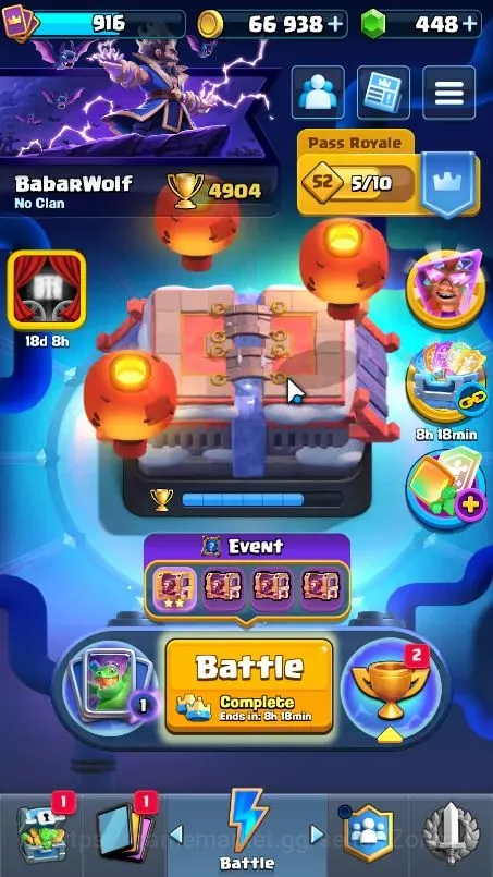 Clash Royale Accounts Midgame Trophy 4904 |CL 916|KTL 11|96 Cards |4 Champ |2 Hero |12 Evo |Arena 14| 66,9K Coins| GEM 448 1