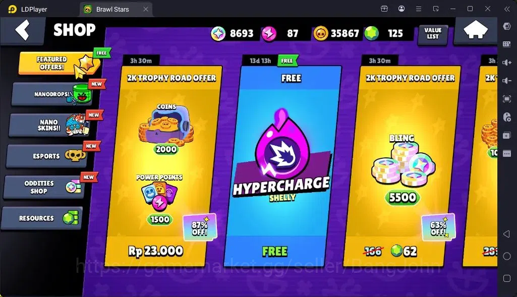 Brawl Stars Accounts Global |Trophy 2126 | Brawler 29| Skins 1 Hyperchrge 1Mythic,8Epic| Bling 6956|Protect Off|Check SS 5