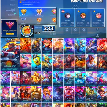 Mobile Legends: Bang Bang Accounts #4731 333 Skins | Yi Sun-shin Lone Destructor (COLLECTOR) | Floryn Fluffy Dream (SANRIO