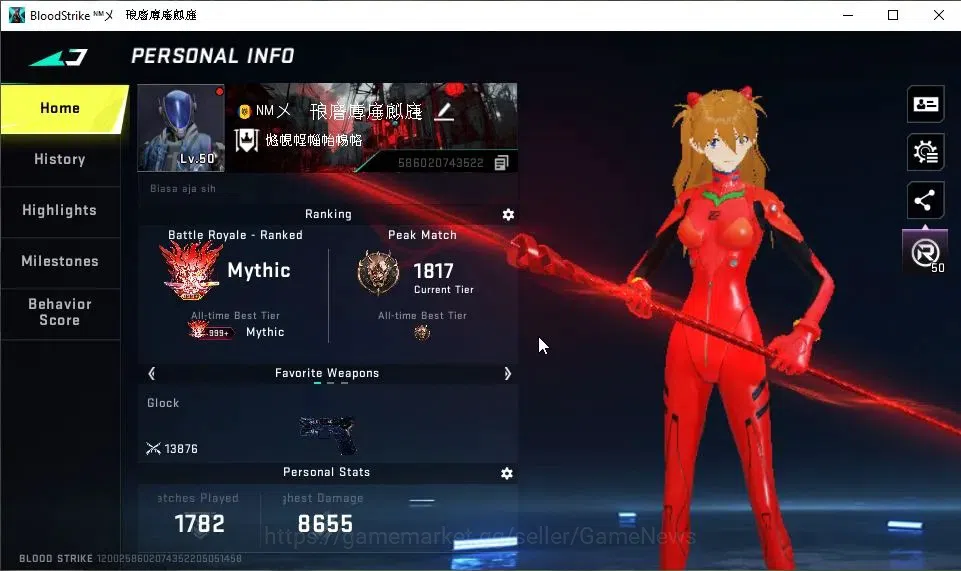 Blood Strike Accounts ASIA|3 ETERNAL[EMMA-Luxie,UMP45-Infinite Lv3,M1887 image 2